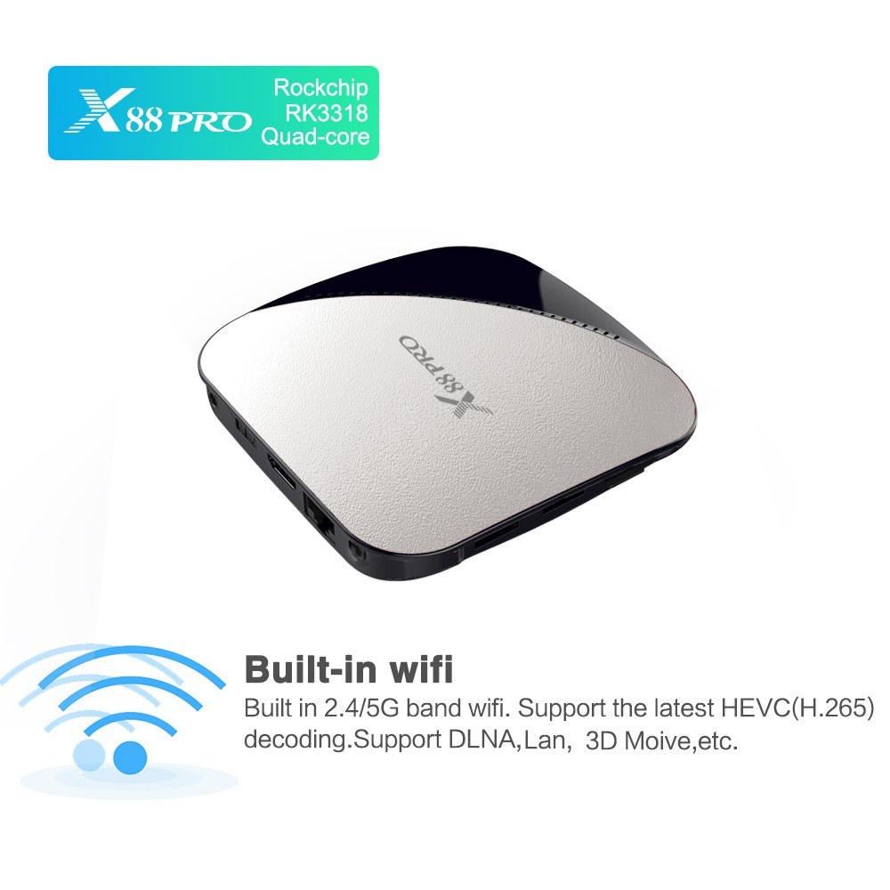 X88 PRO Smart Android 9.0 TV Box Rockchip RK3318 Quad Core 64 Bit UHD 4K VP9 H.265 2GB / 16GB 2.4G / 5G WiFi HD Media Player Remote Control