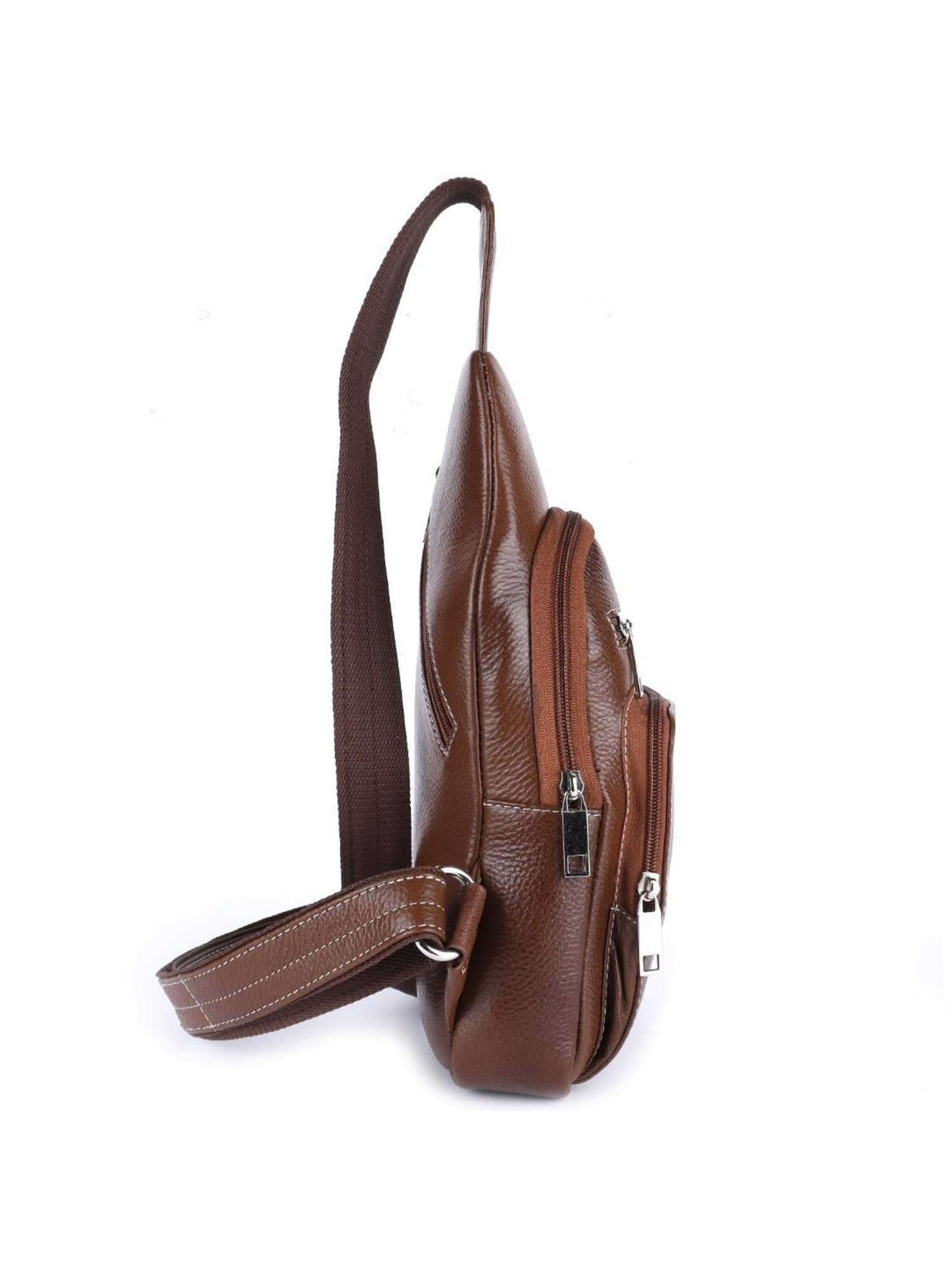 HiLEDER Brown Textured Medium Leather 12 inch Backpack