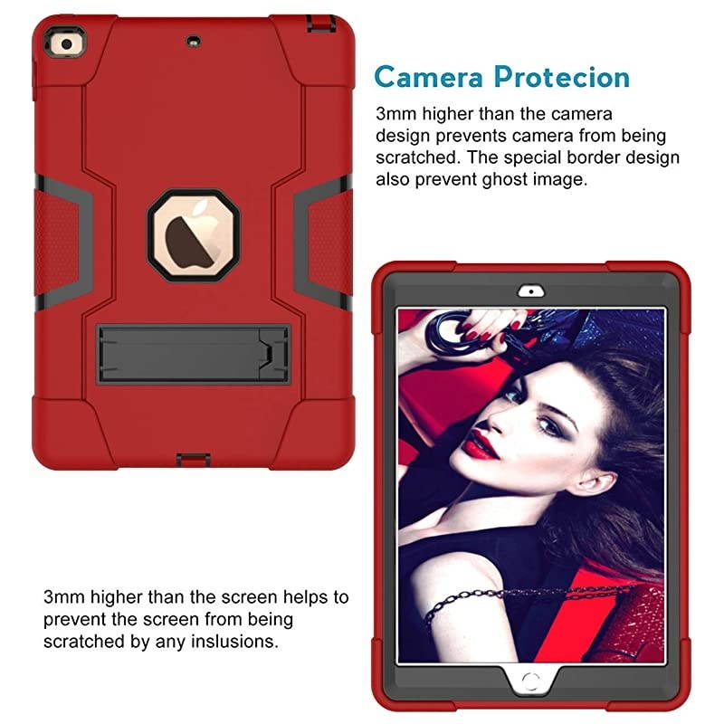 Case for iPad 8th Generation / iPad 7th Generation, Slim Heavy Duty Shockproof Rugged Protective Case with Built-in Stand for iPad 10.2 inch 2020/2019, Red