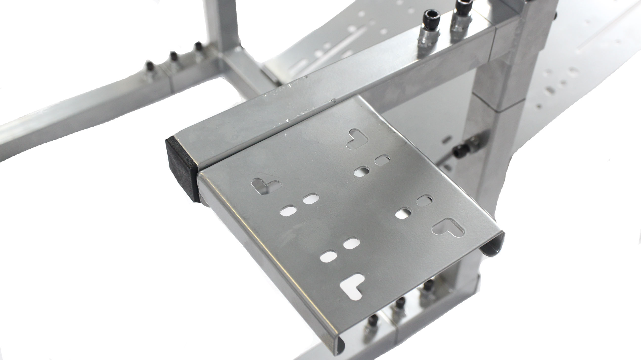 GTR Racing Simulator GTAF-S-S105LBKRD - GTA-F Model (Silver) Triple or Single Monitor Stand with Black/Red Adjustable Leatherette Seat, Racing Simulator Cockpit gaming chair Single Monitor Stand