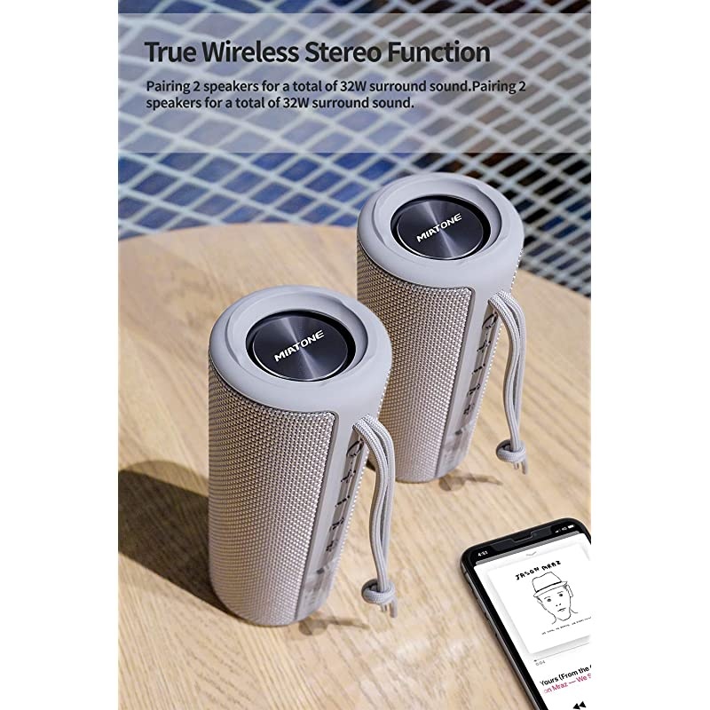 Outdoor Portable Bluetooth Wireless Speaker Waterproof - Grey