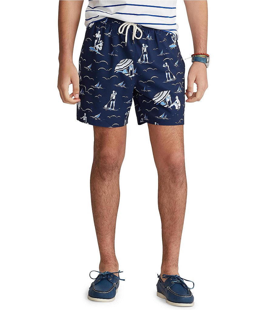 Polo Ralph Lauren Traveler Solid Blue 5 3/4#double; Inseam Swim Trunks