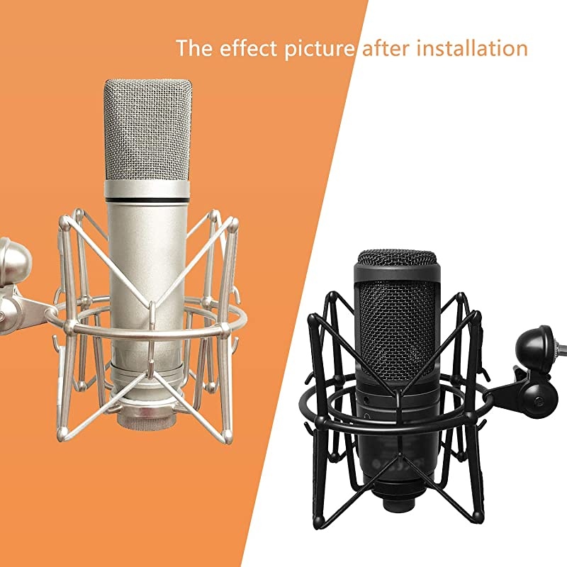 Microphone Shock Mount Mic Holder - Anti Vibration Spider Shockmount Compatible with Many Condenser Mics Like AT2020 MXL 770 MXL 990 Samson G Track Pro Rode Procaster NT1-A Neumann U87 etc.