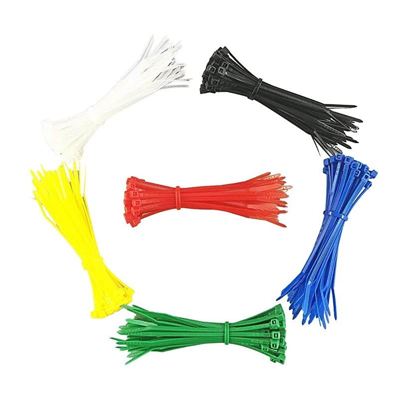 6 Inch Multi Color Zip Ties Small Self Locking Nylon Ties Assorted 6 Colors GreenYellow Black White Blue RedBulk 600 Pack