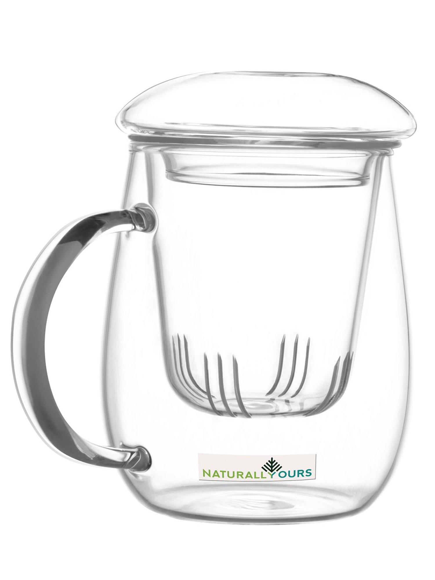 NATURALLYOURS Borosilicate Glass Cup with Tea Coffee Infuser - 300 ml