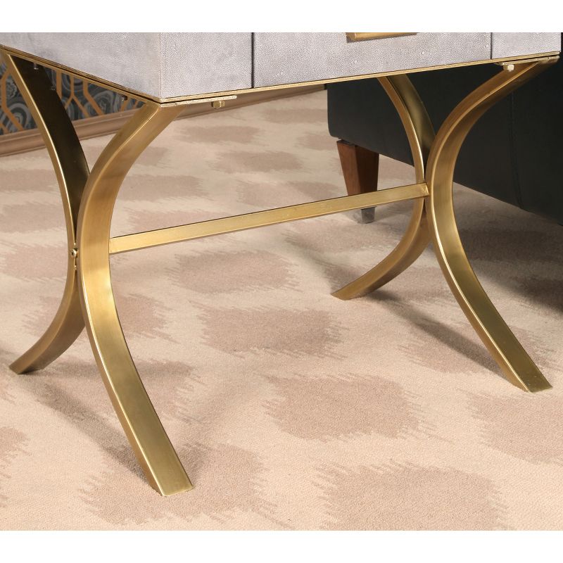 Niell Shagreen Leather End Table Gray - Abbyson Living