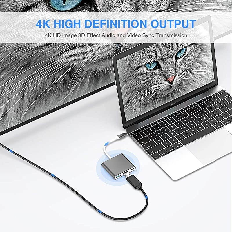 C to HDMI Adapter 31 TypeC Hub to HDMI 4K+30+C Charging Port MacbookiMac HDMI AdapterC Digital AV Multiport Adapter for MacBook Pro iPad ProS8+S9+ProjectorMonitorGray