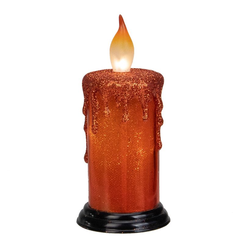 Kurt S. Adler 5.25" Battery Operated Orange Scary Face Halloween LED Candle