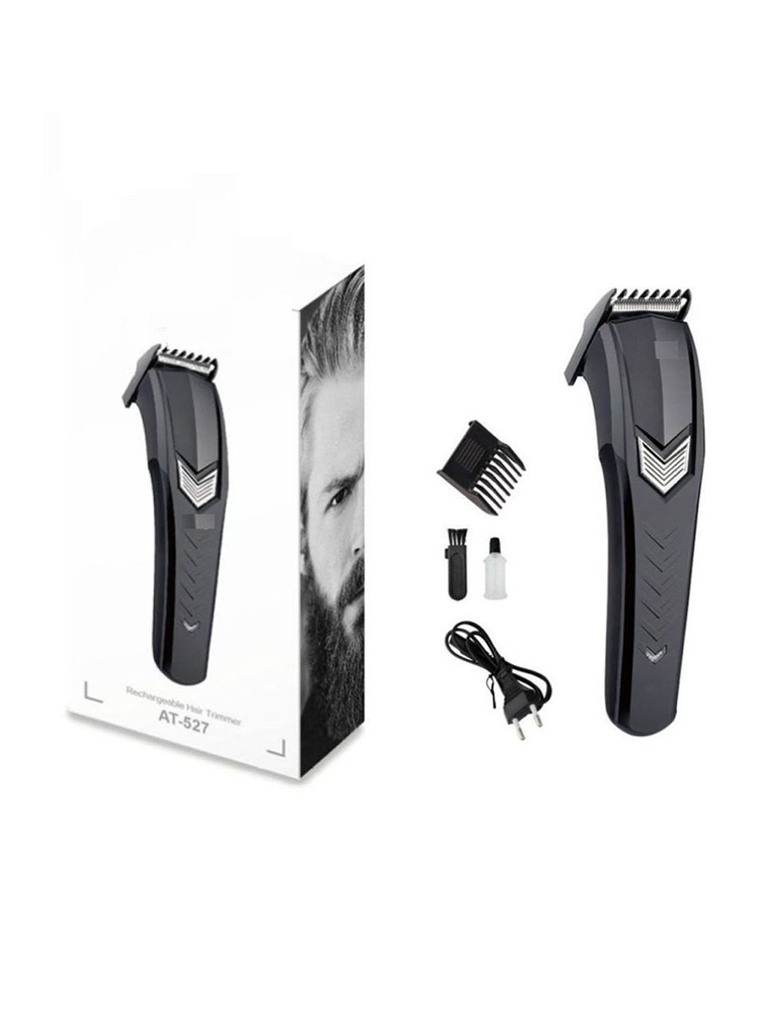 MRT HTC AT-527 Rechargeable Cordless Alloy Steel Blade Beard Trimmer for Men (Black)