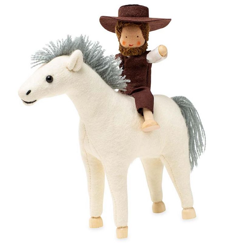 Magic Cabin - Felt Pony with Wooden Hooves, White