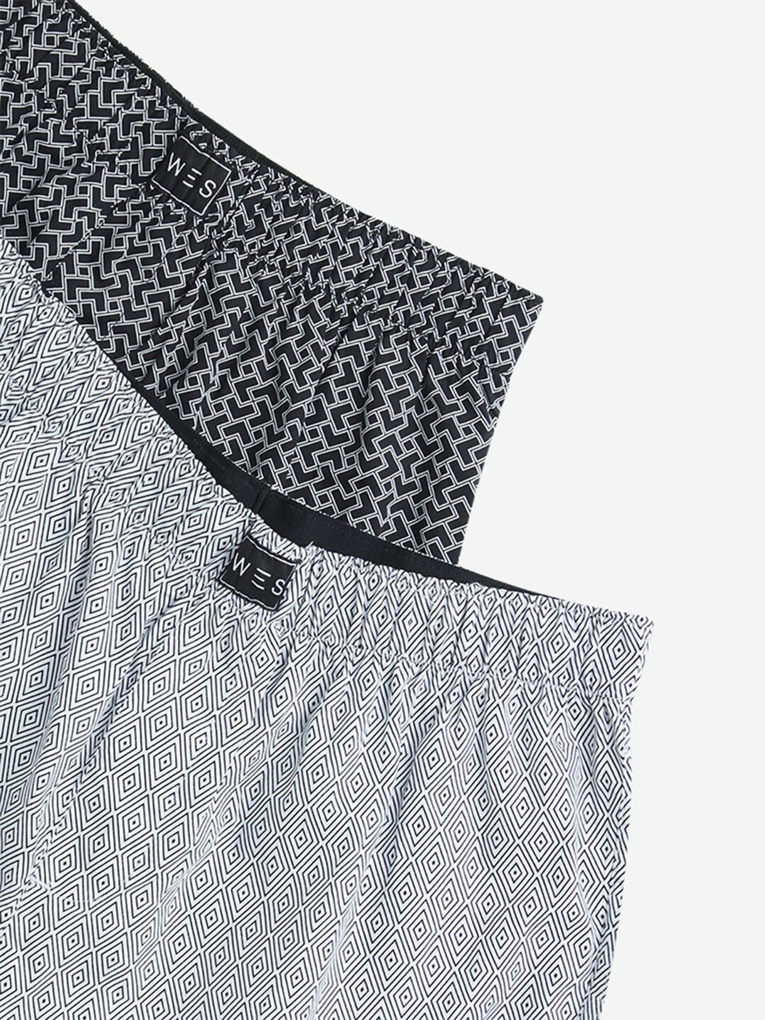 WES Lounge by Westside Black Printed Cotton Boxers - Pack of 2