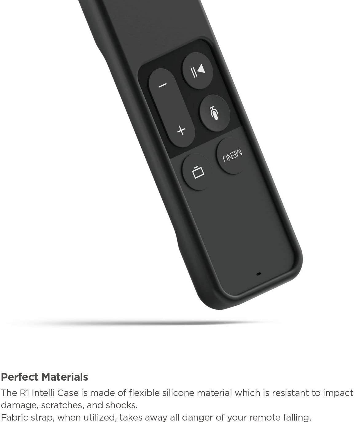 elago R1 Intelli Case [Black]-[Magnet Technology][Anti-Slip][Lanyard Included][Heavy Shock Absorption] for Apple TV Siri Remote 4K / 4th Generation