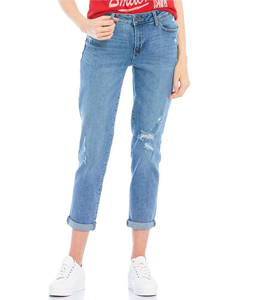 Celebrity Pink Destructed Cropped Skinny Jeans