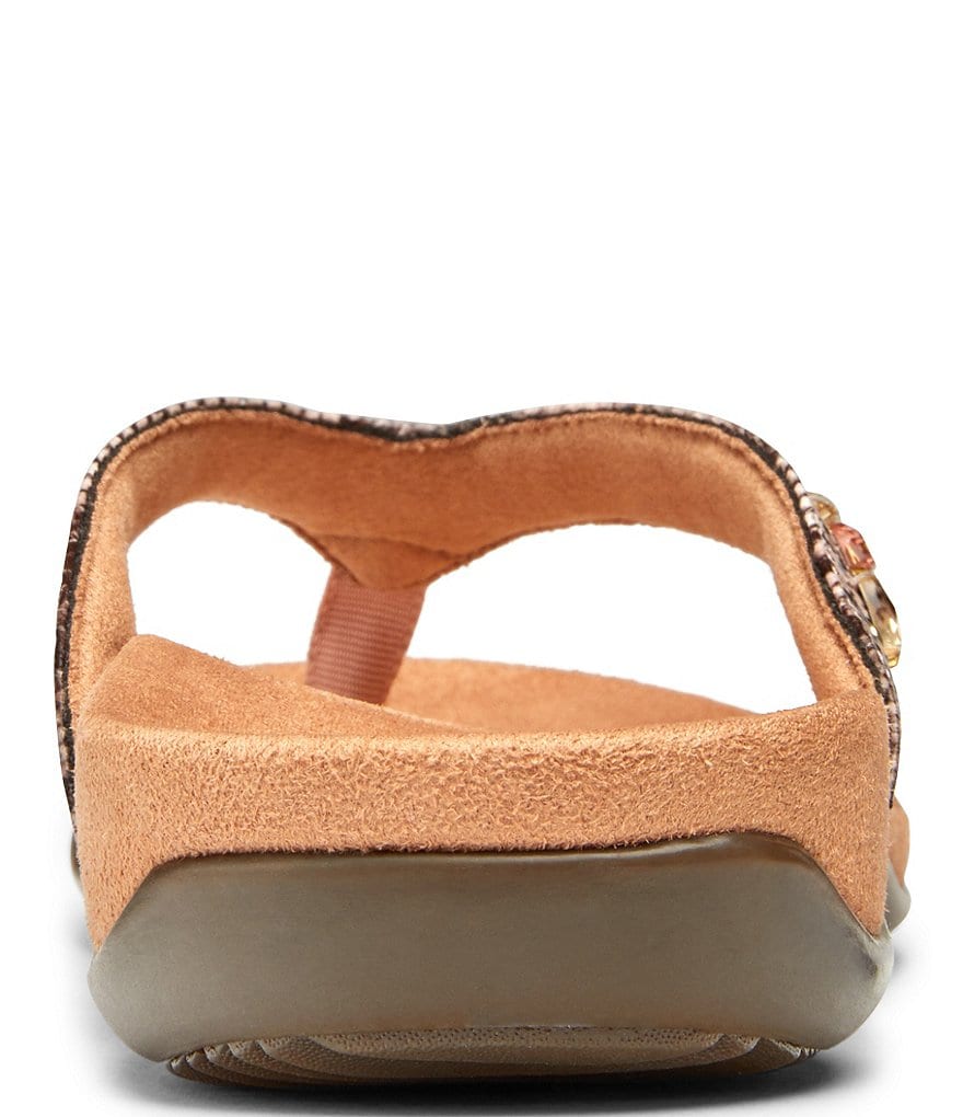 Vionic Lucia Snake Print Rhinestone Embellished Thong Sandals