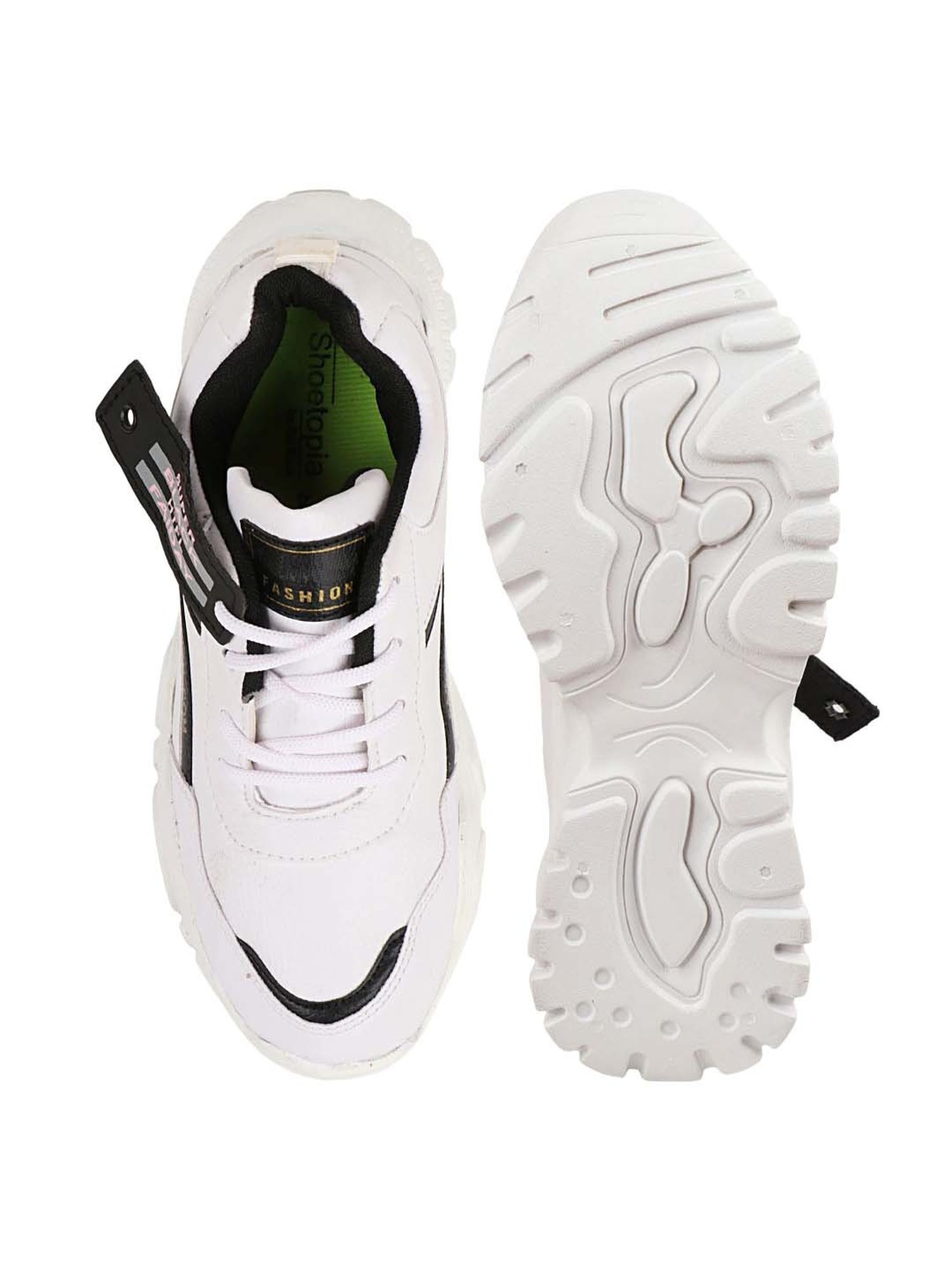 Shoetopia Kids White & Black Walking Shoes