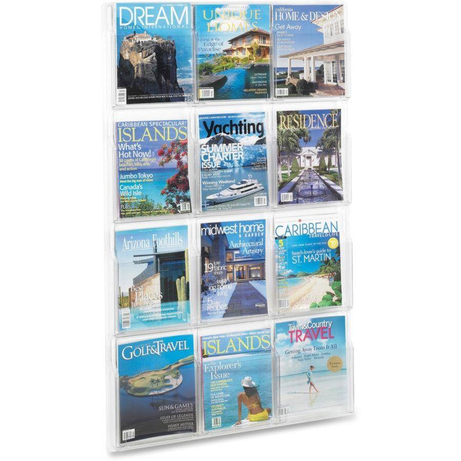 Safco Reveal Clear Literature Displays 12 Compartments 30w x 2d x 49h Clear