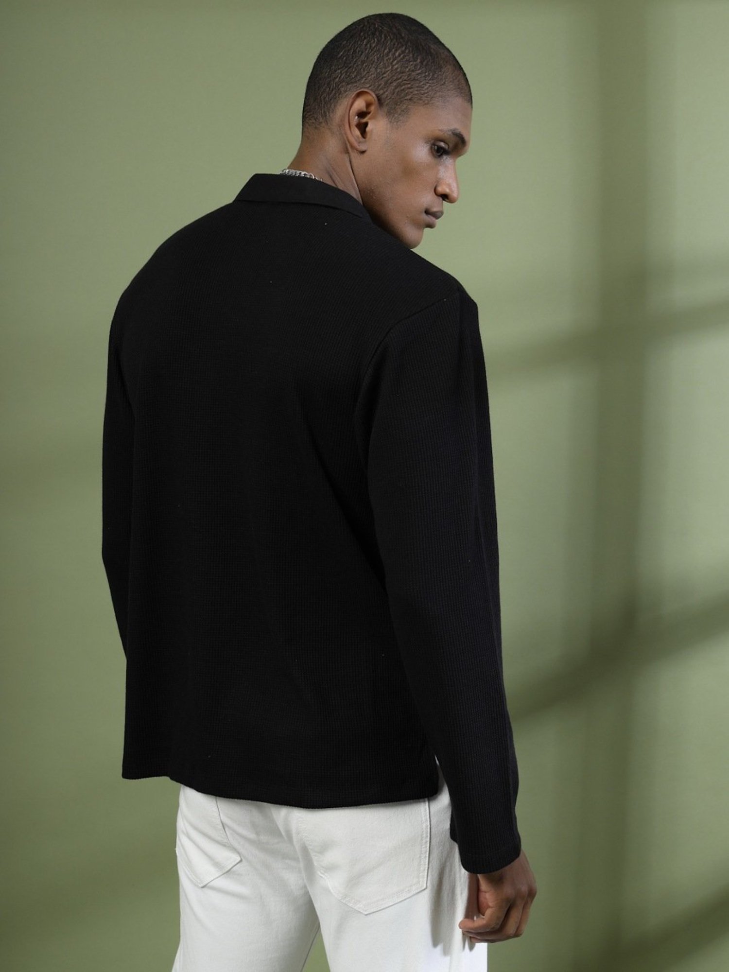 Rigo Black Cotton Boxy Fit Polo T-Shirt