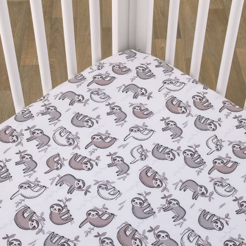 Little Love by NoJo Sloth Let's Hang Out All Over Print Crib Sheet