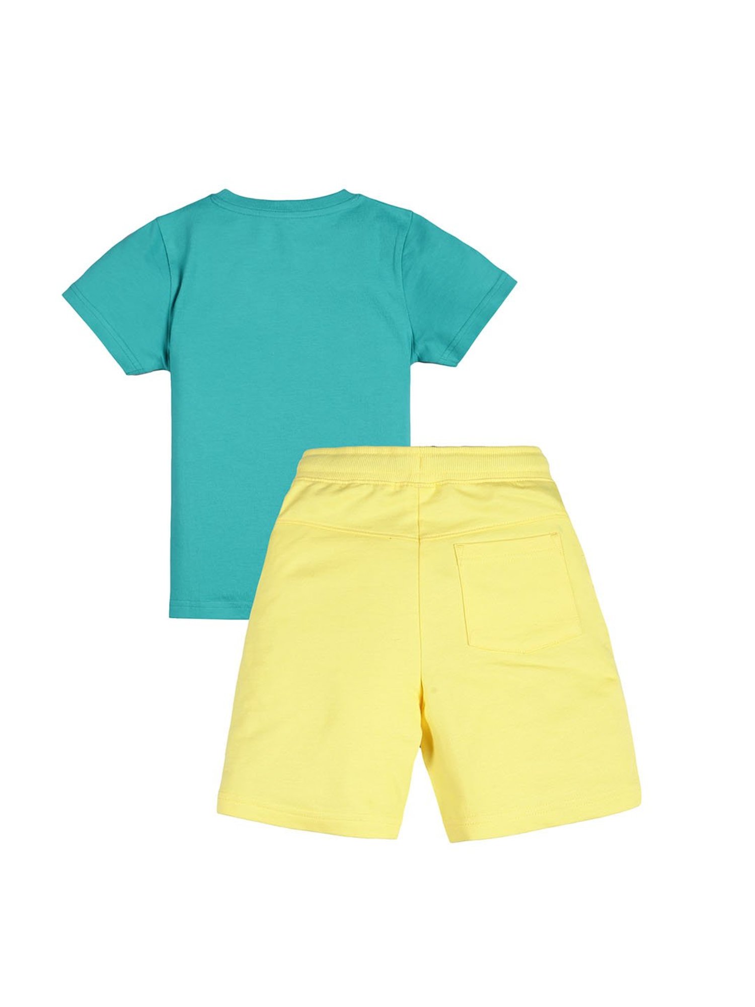 Plum Tree Kids Green & Yellow Printed T-Shirt with Shorts