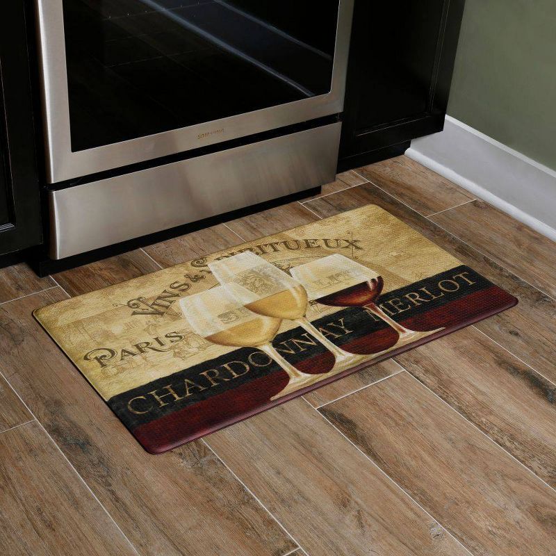 Home Dynamix 19" x 35" Parisian Wine Window Kitchen Mat Beige/Red