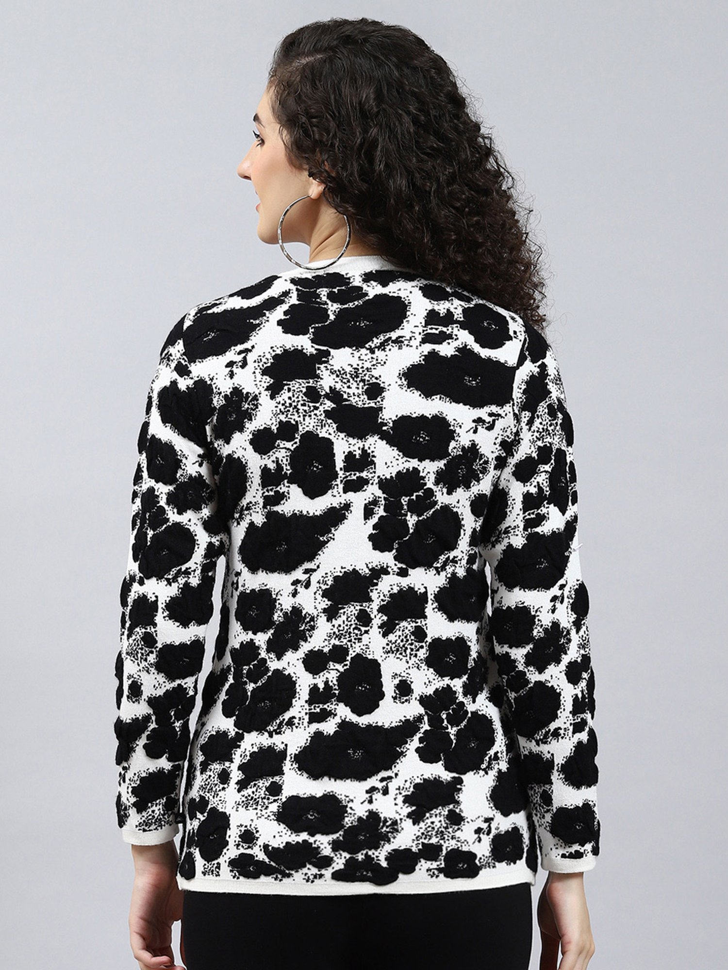 Monte Carlo White & Black Printed Cardigan