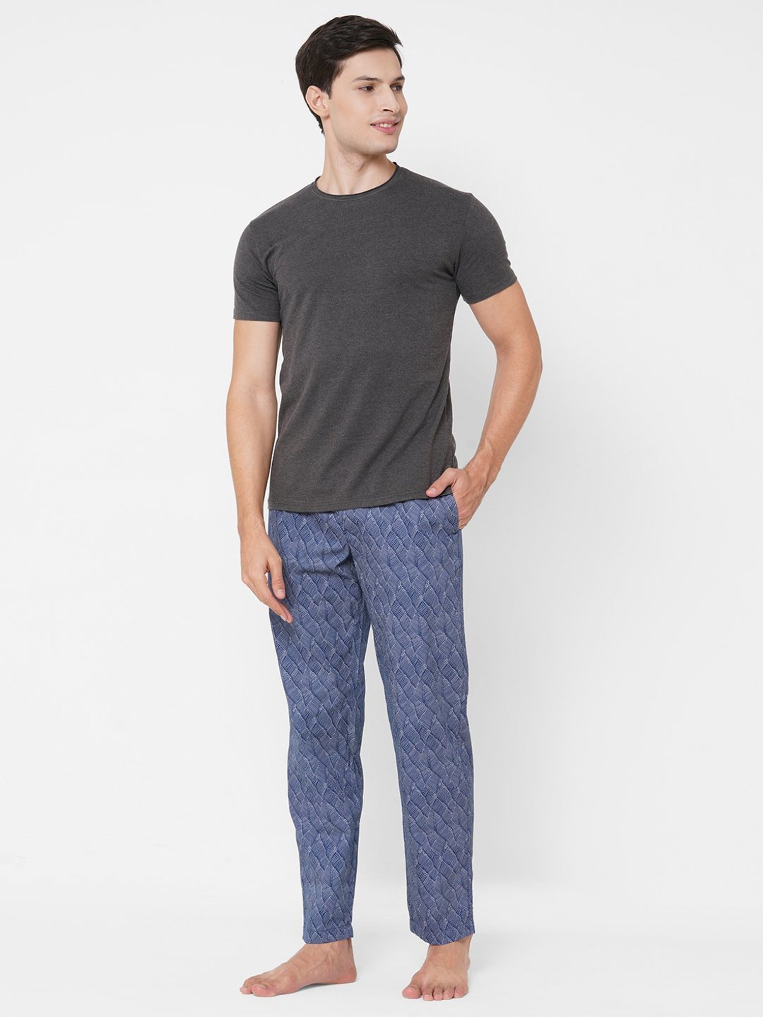 Urban Scottish Blue Regular Fit Printed Lounge Pants
