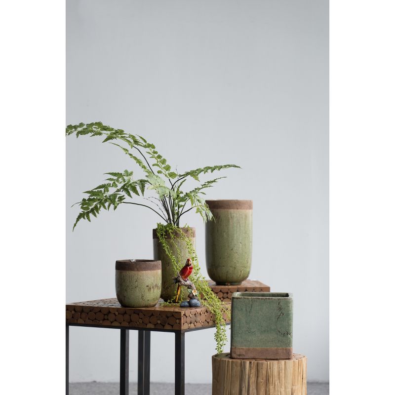 Candia Two-Tone Earthen Pots Tall  Brown/Tan 2pk - AB Home Inc.