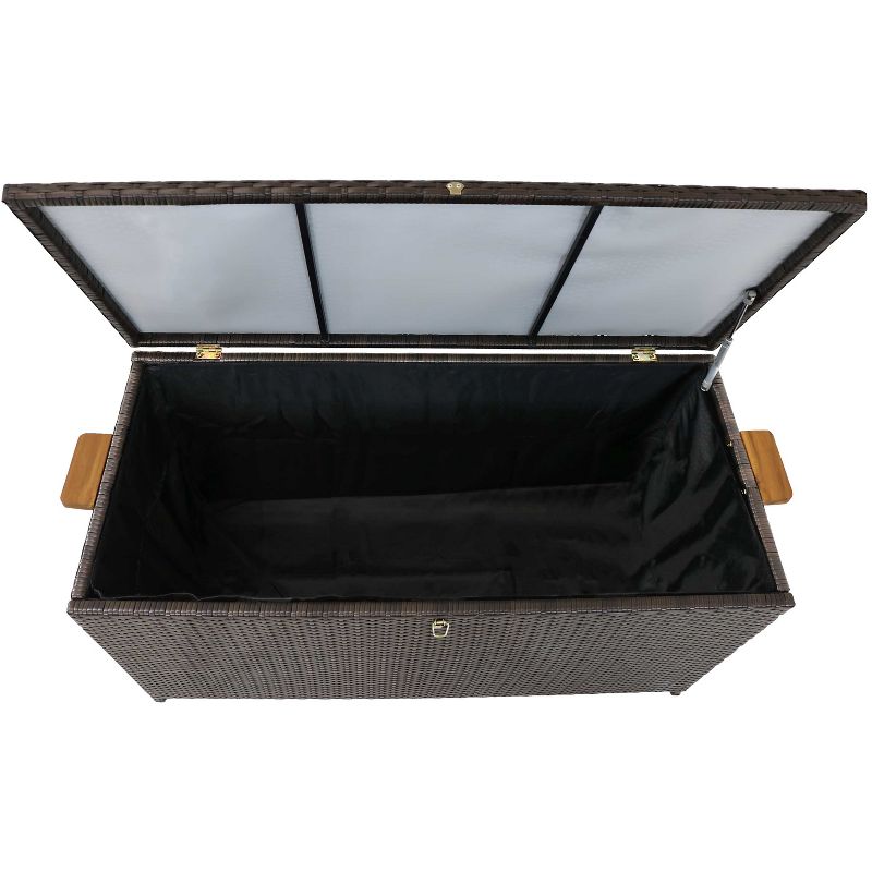 Sunnydaze Indoor Garage Acacia Wood and Resin Wicker Storage Box Trunk with Hinged Lid - 47" - Brown