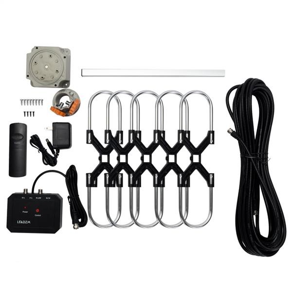 360&deg;Outdoor TV Antenna 150 Mile Range Digital Amplified HDTV Antenna 360 Degree Rotation for 2 TVs Support - High Gain UHF/VHF Channels Wireless Remote Control - 32.8' RG6 Coax Cable