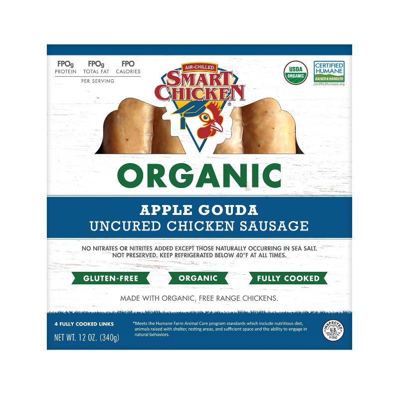 Smart Chicken Fully Cooked Organic Apple Gouda Chicken Links - 12oz/4ct