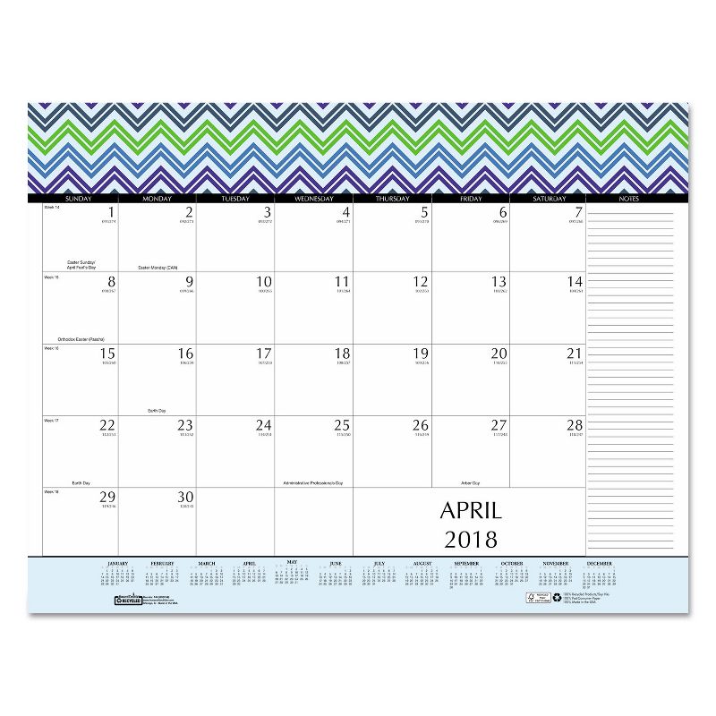 House of Doolittle 100% Recycled Geometric Desk Pad Calendar 22 x 17 2020 149