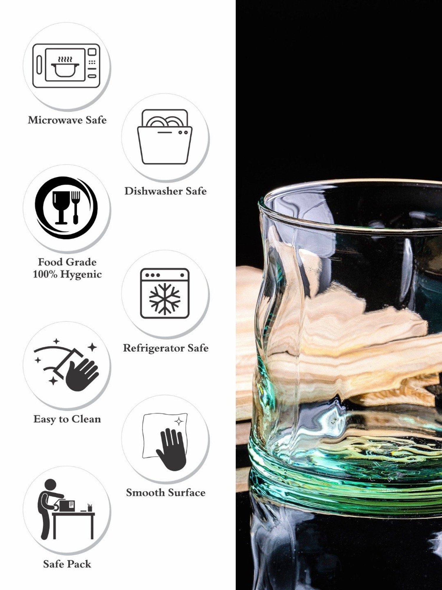 Pasabahce Green Glass Amorf Whisky Glass - Set of 4