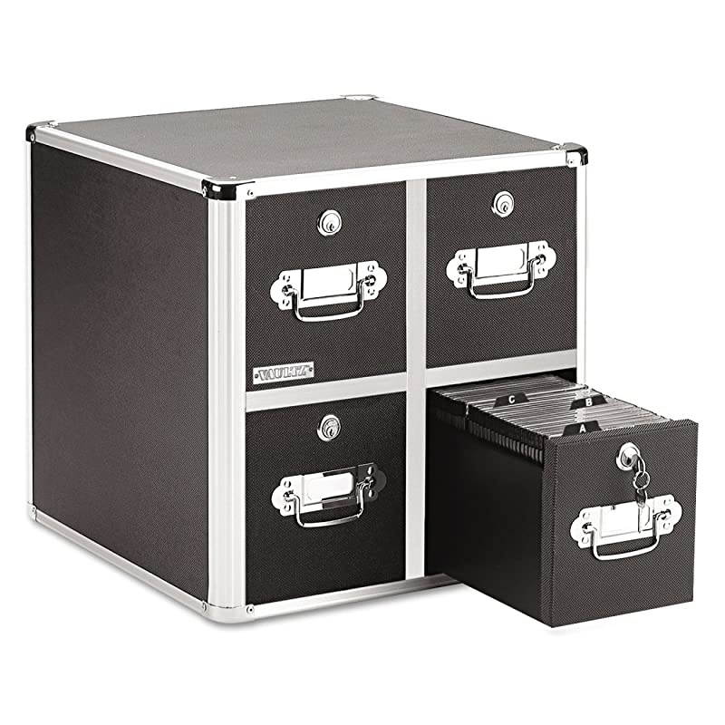 Locking CD File Cabinet 4 Drawers 1525 x 1400 x 1450 Inches Black VZ01049