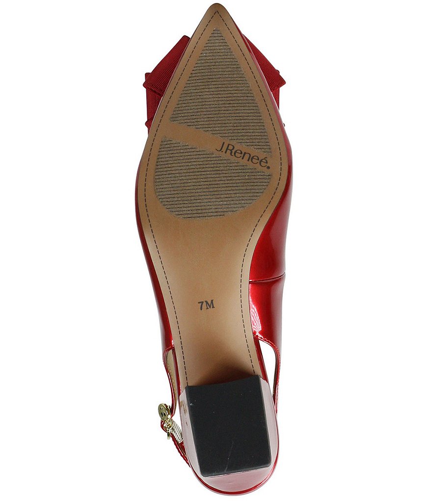 J. Renee Faaye Pearl Patent Crystal Ornament Bow Slingback Pumps