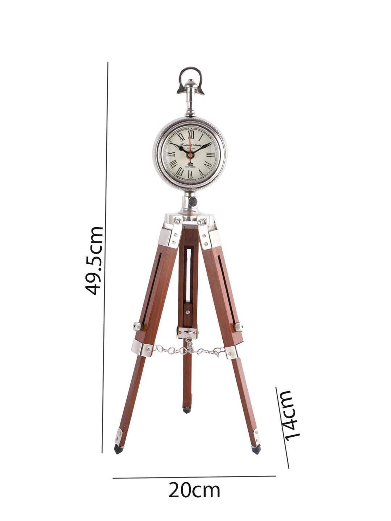 Aapno Rajasthan Brown & Transparent Wooden Adjustable Tripod Style Table Clock