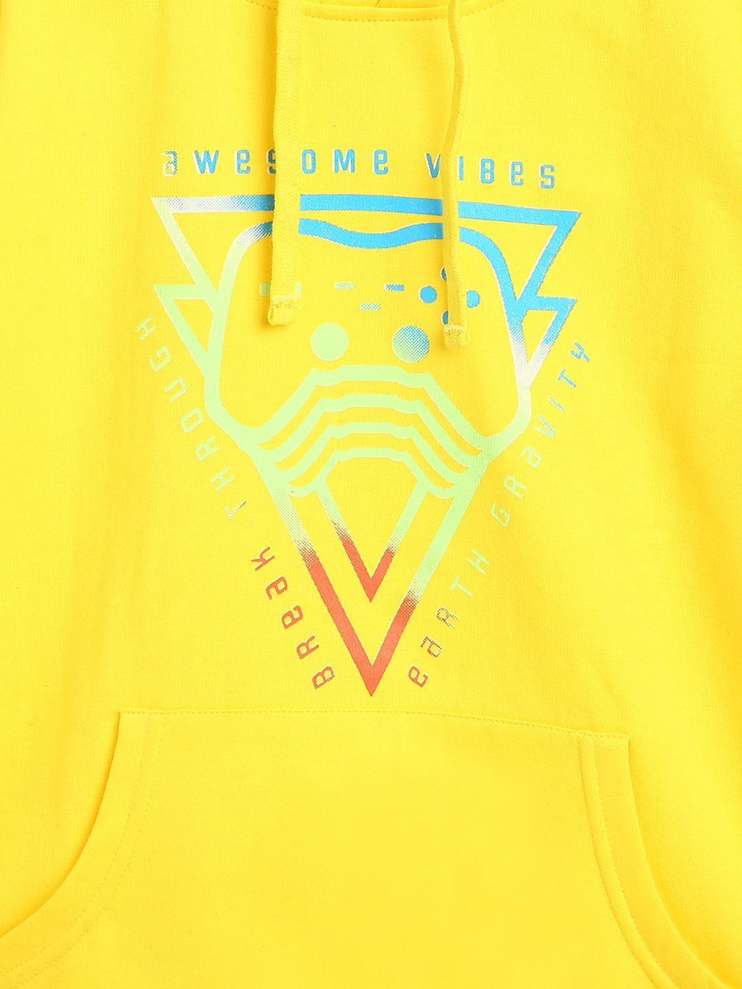 Li'l Tomatoes Kids Yellow Cotton Printed Hoodie