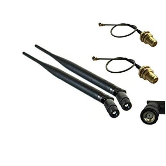 2 x 6dbi 2.4ghz 5ghz dual band wifi with 30cm ipex u.fl cable rp-sma female(pin) for routers omni directional antenna