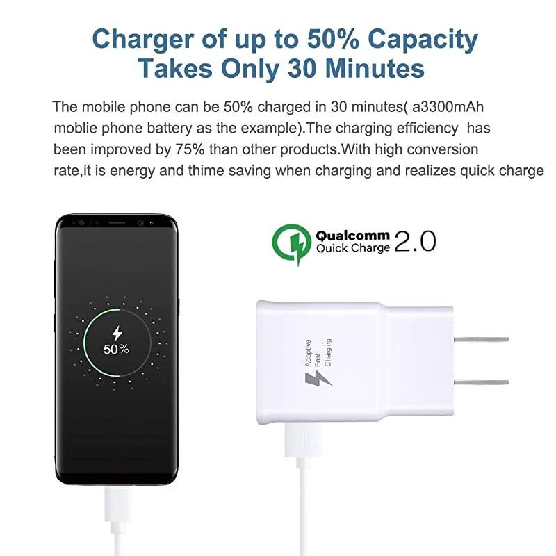 Fast Charging Wall Charger with USB Type C Cable Compatible Samsung Galaxy S9 S9 Plus S8 S8 Plus S10 S10 Plus Note 8 Note 9 Note 10 and Other Smartphones, Fast Charger Kit for Samsung Galaxy