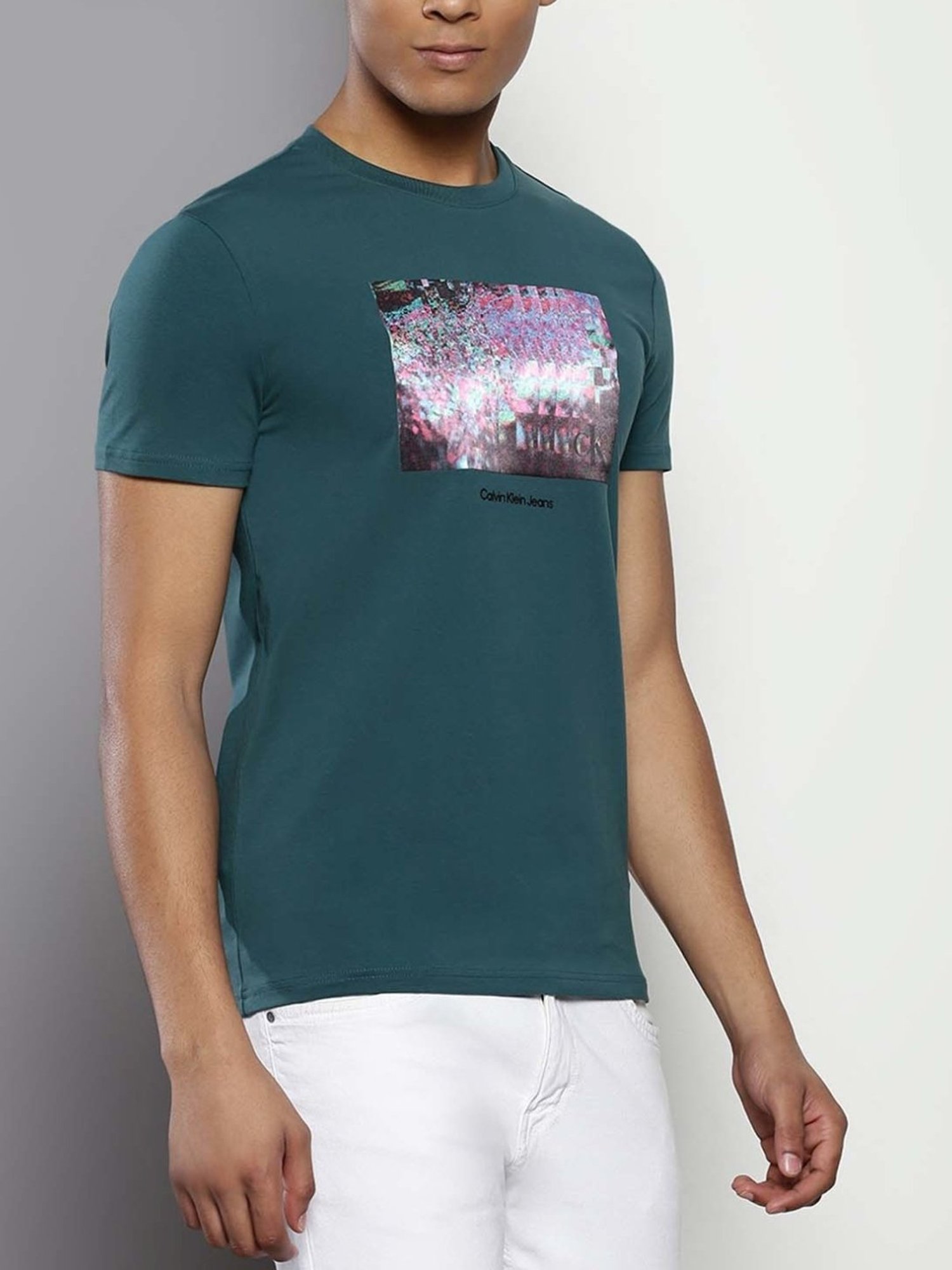 Calvin Klein Atlantic Deep Cotton Slim Fit Printed T-Shirt