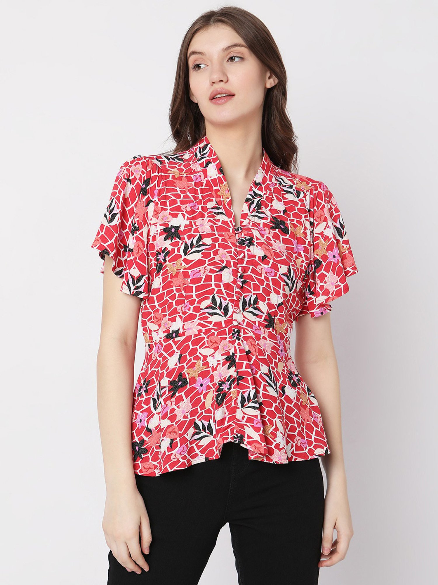 Vero Moda Red Printed Top