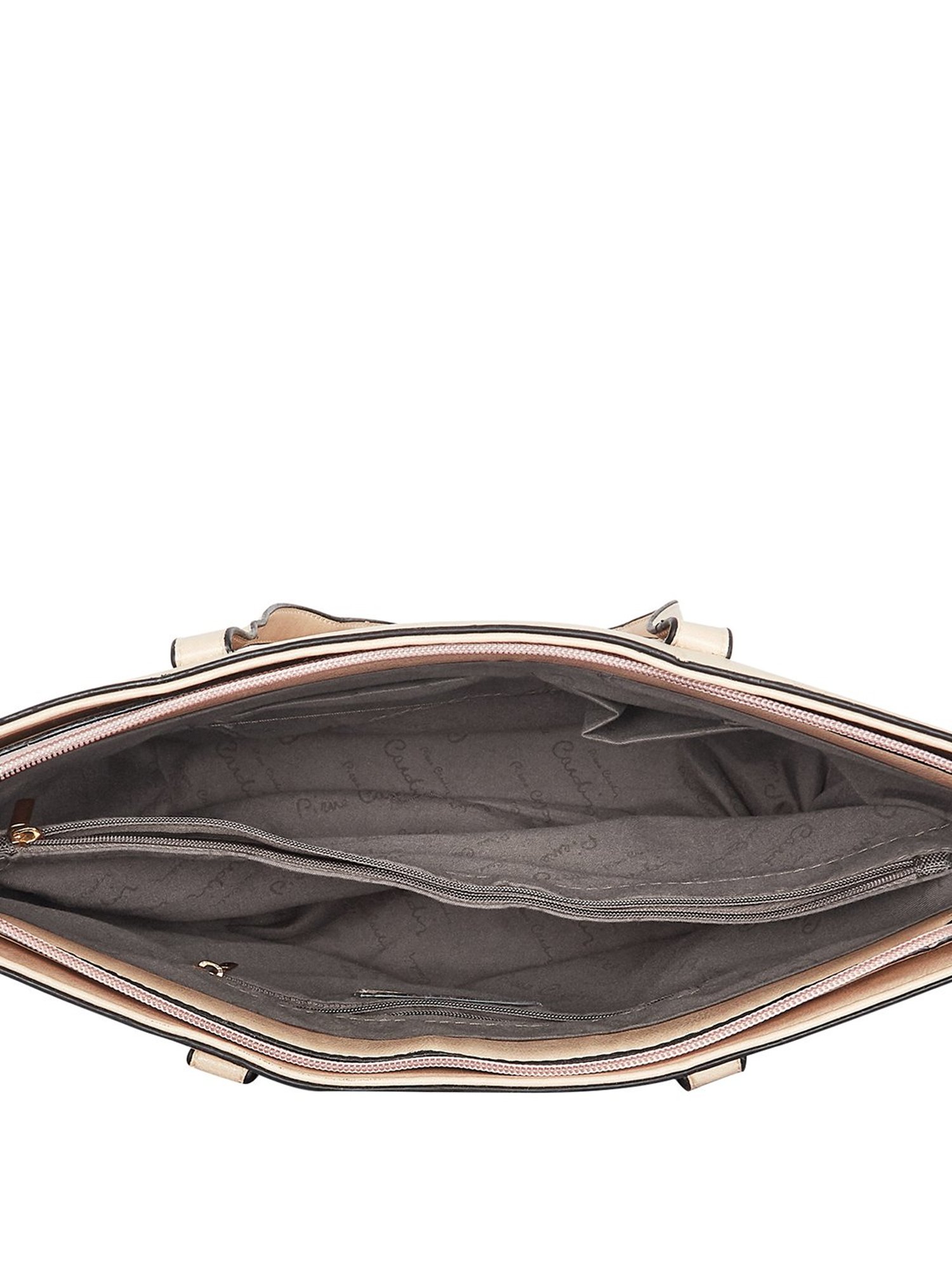 Pierre Cardin Beige Embroidered Large Shoulder Handbag