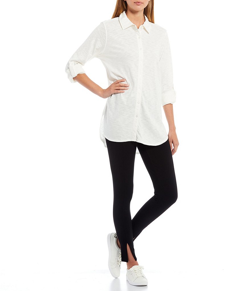 Calessa Floral Embroidered Round Neck Short Sleeve Tunic