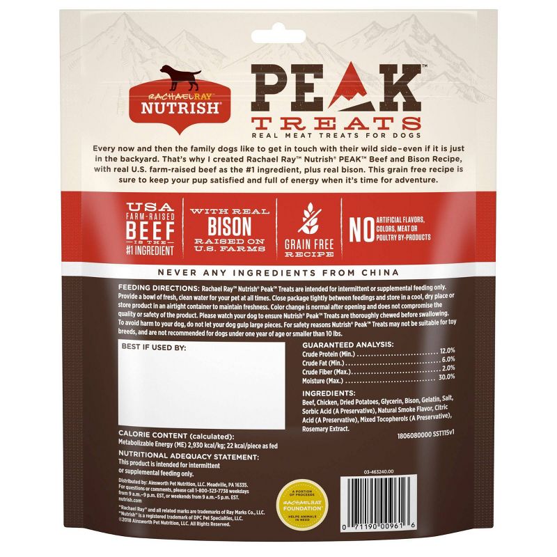 Rachael Ray Nutrish Peak Dog Treats Beef & Bison Recipe Dog Treats