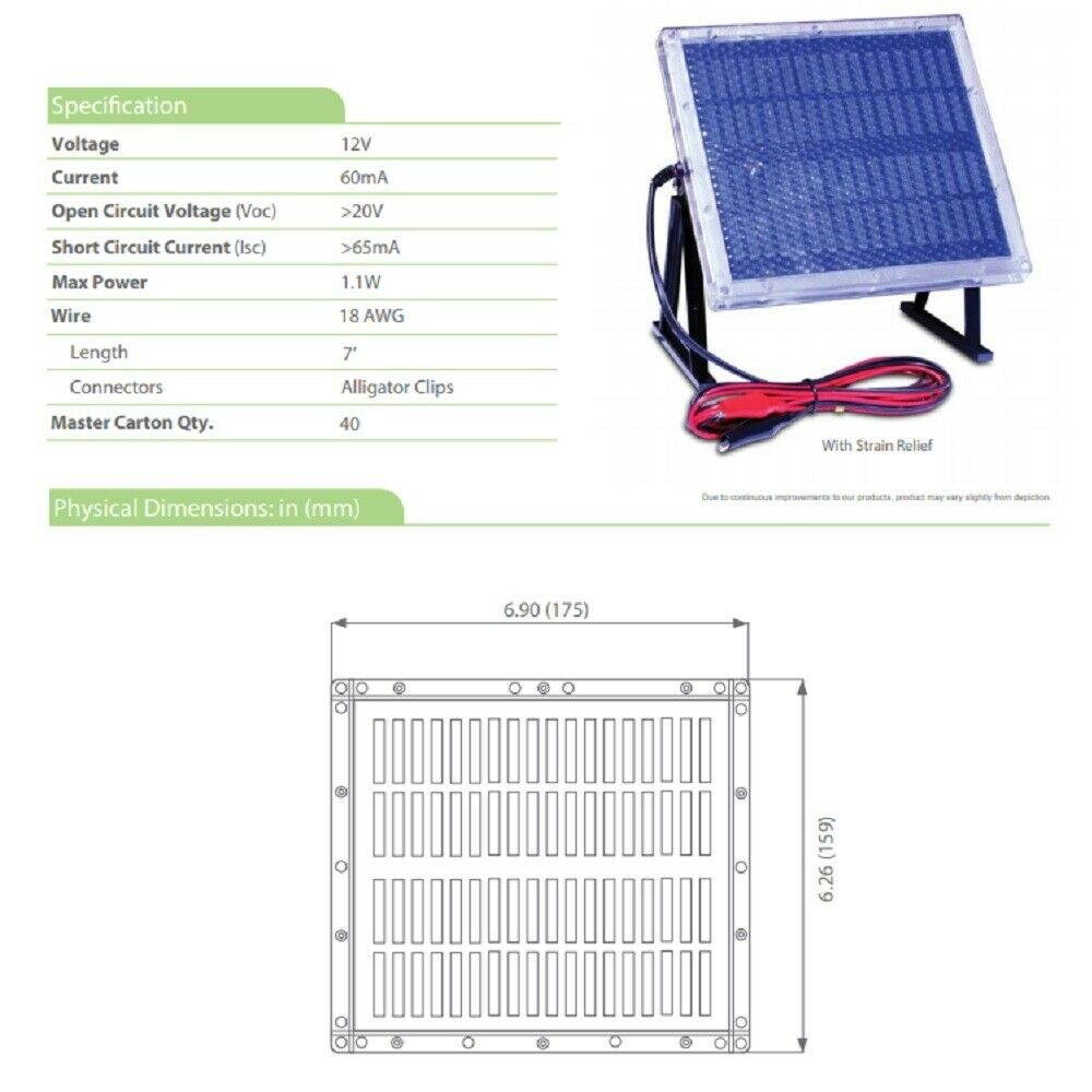 12V 12 Volt Solar Panel Charger for 12V 3.4Ah Long Batteries WP312 Battery