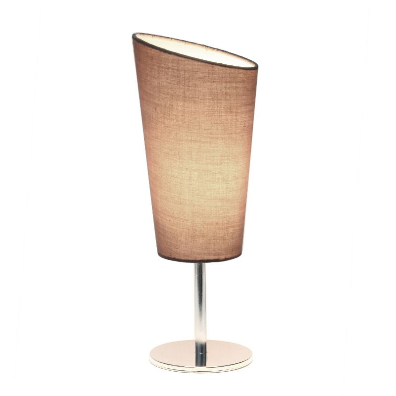 Mini Chrome Table Lamp with Angled Fabric Shade Gray - Simple Designs