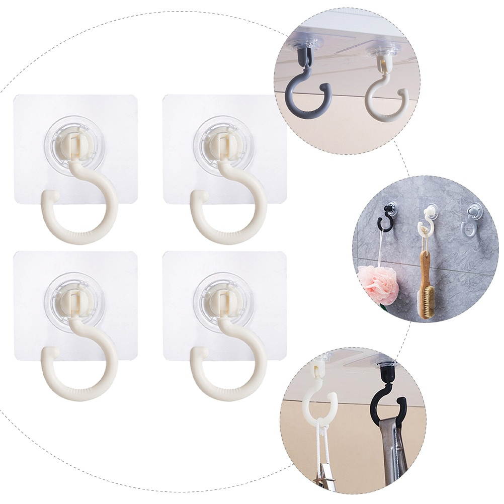 4pcs Rotatable Wall Hanger Towel Hooks Holder for Hanging Clothes for Kitchen Home