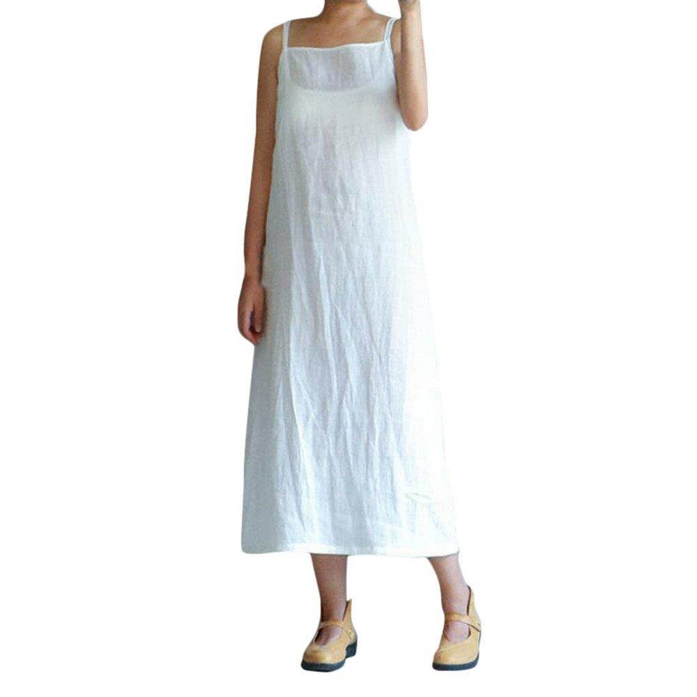 WENOVL Sexy Dresses for Women,Women's Plus Size Cotton Casual Embroidery Dress Solid Loose Sleeveless Dress