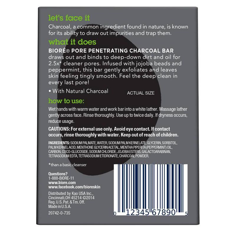 Biore Pore Penetrating Charcoal Bar - 3.77oz
