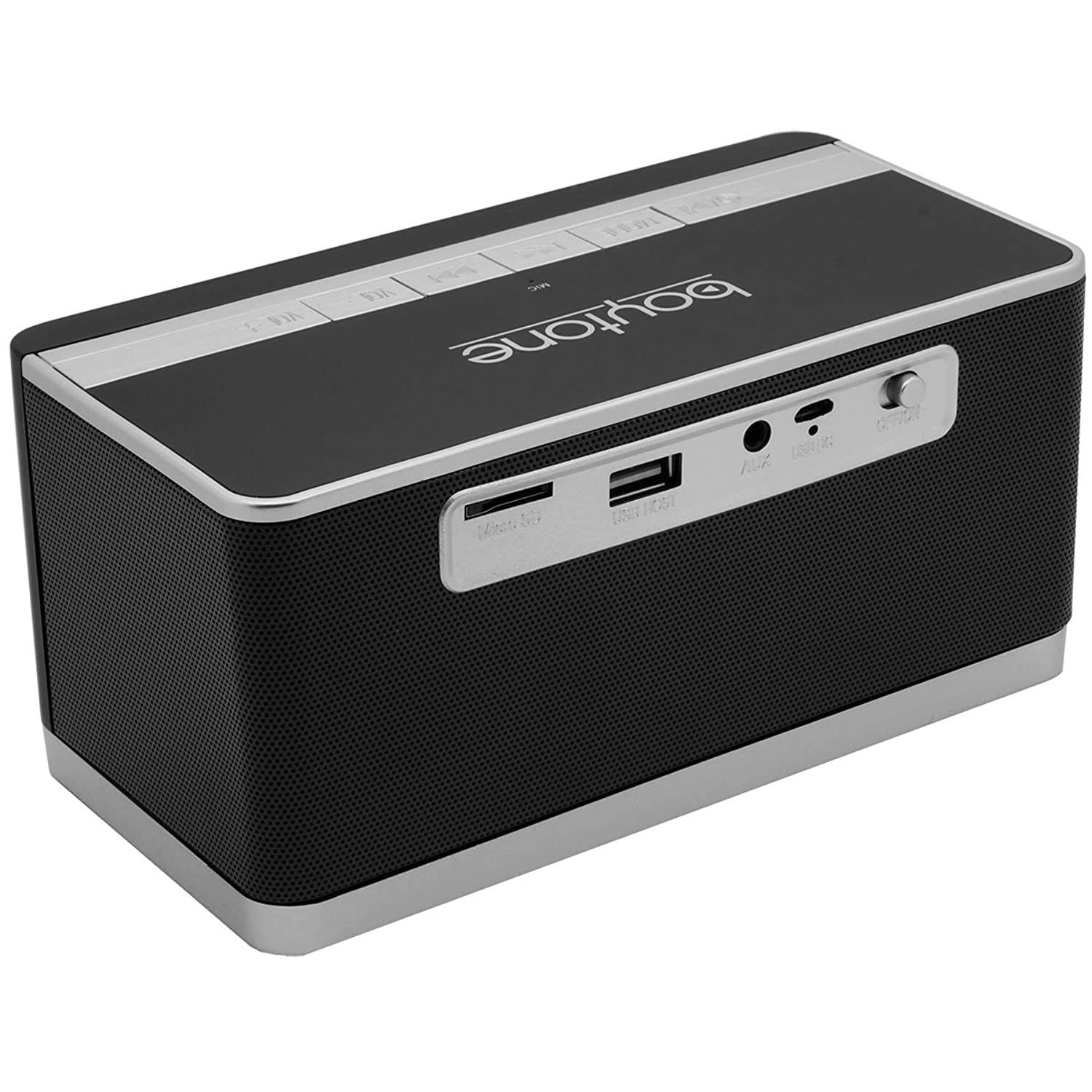 Boytone BT-86C Bluetooth 4.1 Portable Alarm Clock Radio Wireless Speaker, Digital FM Tuning Built&ndash;in 8 Hours Play Rechargeable Battery, Mic, Large LED Display, USB, Micro SD Slot, AUX, 110/220 Volt