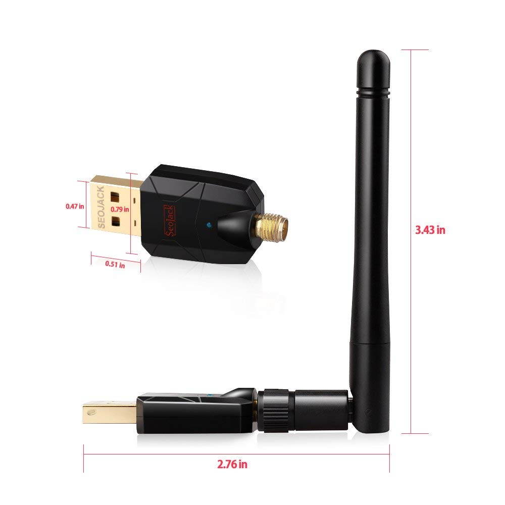 AC600 USB WiFi Adapter, 600Mbps Dual Band (2.4G/150Mbps + 5G/433Mbps) 802.11ac Wireless Network Card Adapter with External Antenna for Windows 10 / 8.1 / 8 / 7 / XP /Vista, MAC OS 10.4-10.13